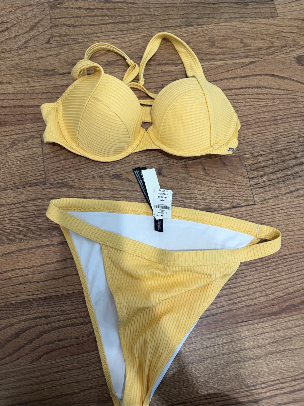 Victoria's Secret Yellow Ribbed Push-Up Bikini Set